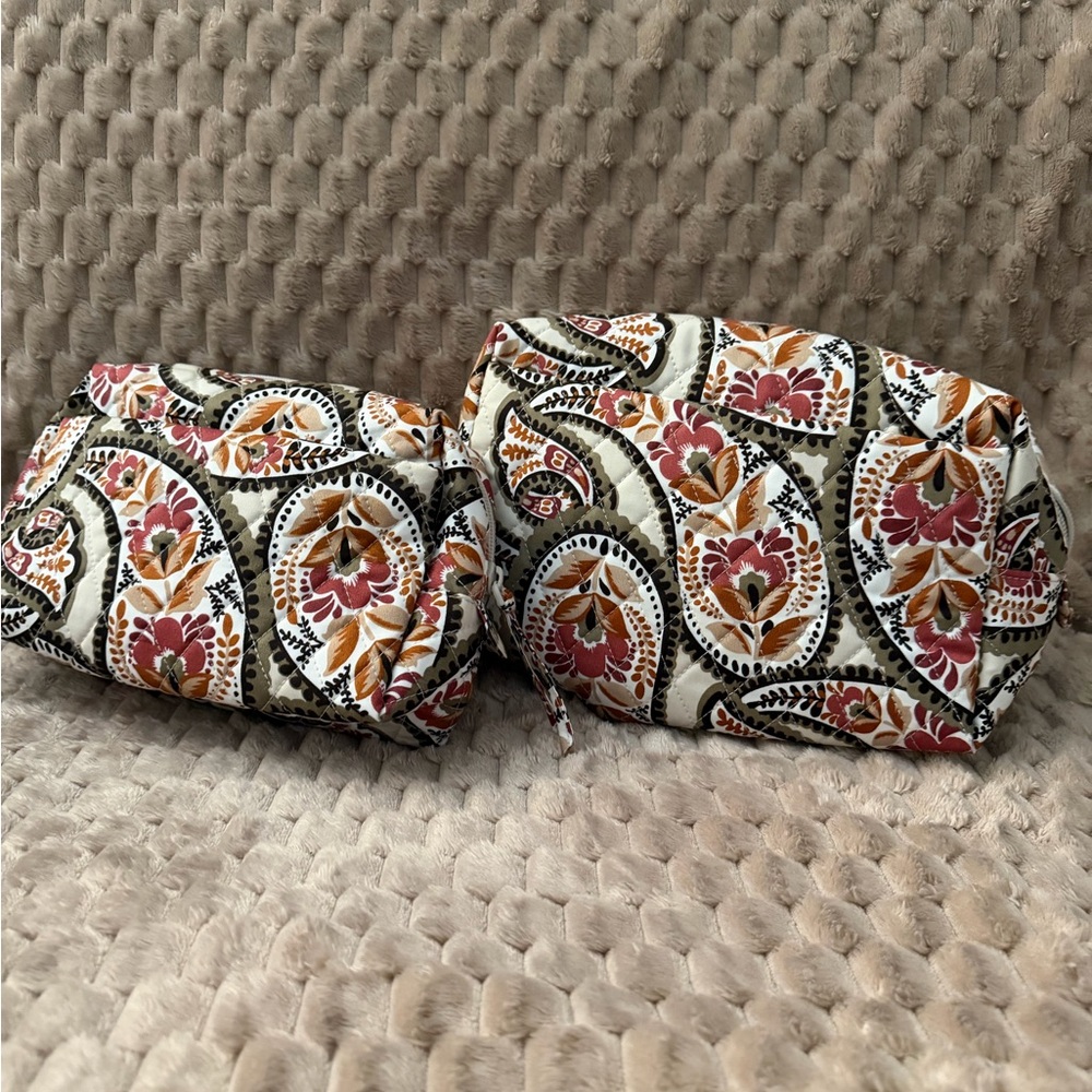 Vera Bradley Paisley Cosmetic Bag Set - Red, Orange, Black